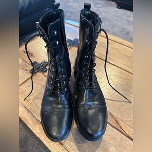 Marc Fisher Black Leather Moto Boots